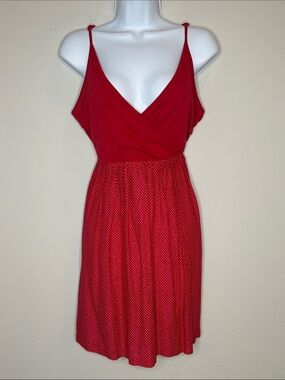 Roxy Red Polka-Dot Midi Dress with Spaghetti Straps